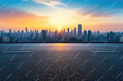 Premium Photo | Panoramic city skyline and buildings with empty asphalt ...