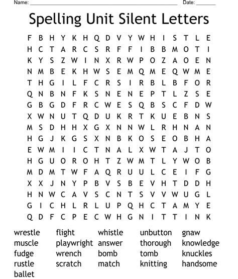 Spelling Unit Silent Letters Word Search Wordmint