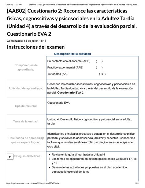 Examen Aab Cuestionario Reconoce Las Caracter Sticas F Sicas