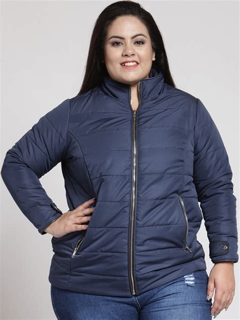 Buy Pluss Women Navy Blue Solid Padded Jacket Jackets For Women 7765771 Myntra