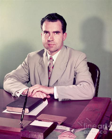 Senator Richard Nixon Sitting At Desk Photograph By Bettmann Fine Art