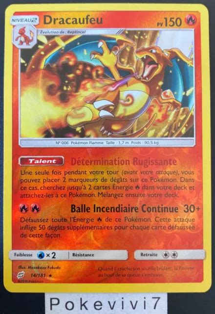 CARTE POKEMON DRACAUFEU 14 181 Rare REVERSE Soleil Et Lune 9 SL9 FR