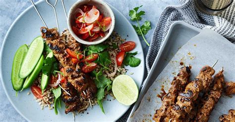 Thai Beef Skewers With Rice And Quinoa Salad