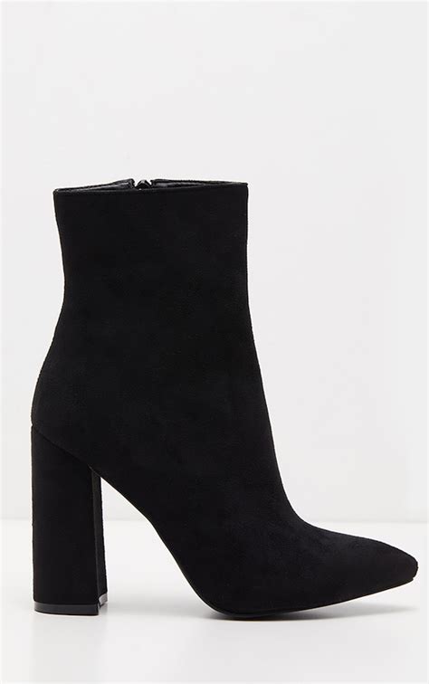 Black Faux Suede High Point Ankle Boot Prettylittlething