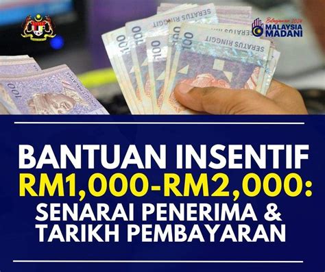 Bantuan Insentif RM1 000 RM2 000 Akan Dikteditkan Kepada Penerima Ini