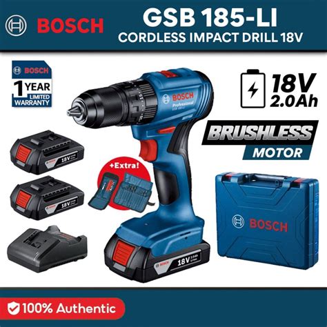 Bosch Gsb 185 Li Cordless Brushless Impact Drill 18v 2 0ah 06019k31l2