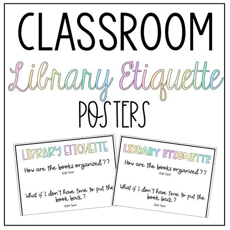 Library Etiquette Poster | Classroom library, Editable teacher binder ...