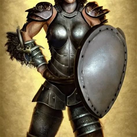 A Muscular Fantasy Warrior Woman Wearing Armour Stable Diffusion