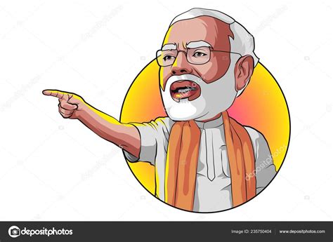 Vector Cartoon Illustration Cute Narendra Modi Isolated White