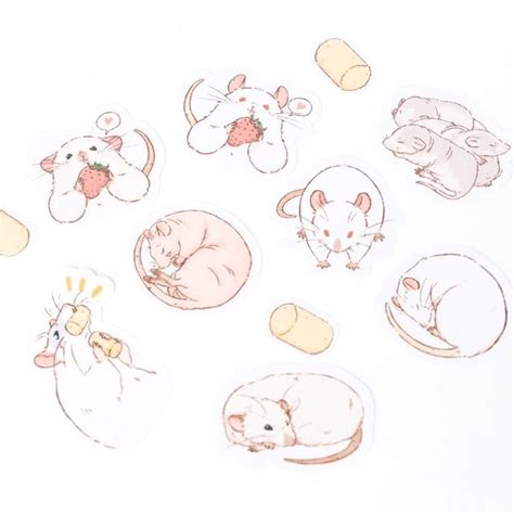 4 Types Of Cute Mouse Stickers Nezumi30517 Minne 国内最大級のハンドメイド・手作り通販サイト