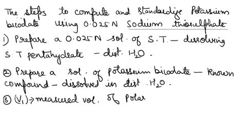 SOLVED How To Compute And Standardize Potassium Biiodate Using 0 025 N