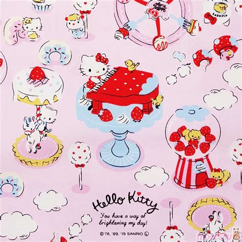 Hello Kitty Pink Oxford Fabric Dessert And Sweet Treat Carnival Pattern