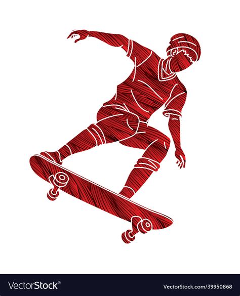 Skateboard Player Extreme Sport Skateboarder Vector Image