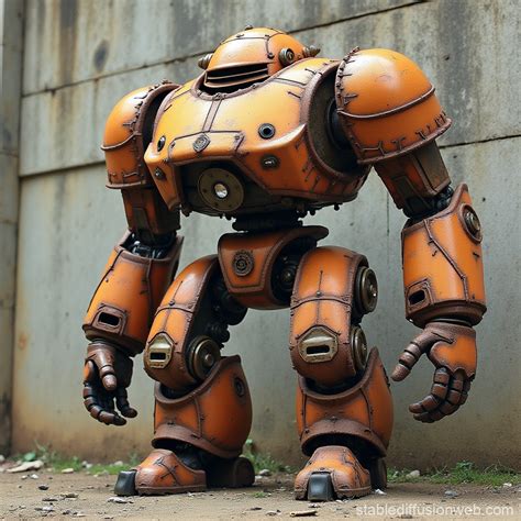 Rusted Robot Beatle Against Stone Wall Stable Diffusion Online