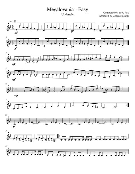 Megalovania Easy Violin Solo Sheet Music For Violin Download Free In Pdf Or Midi