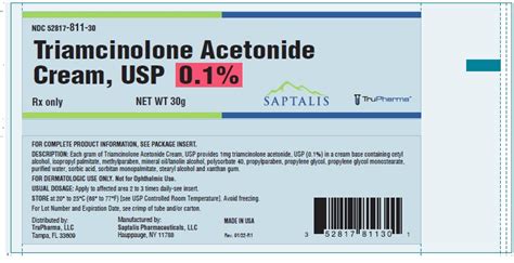 Triamcinolone Acetonide Cream Usp 01for Dermatologic Usenot For