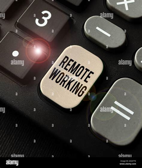 Conceptual Caption Remote Working Business Showcase Style That Allows