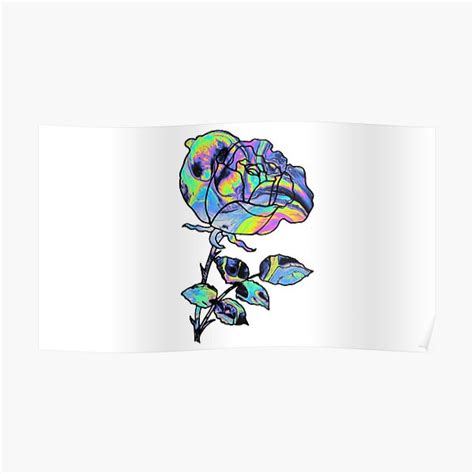 Trippy Flower Black Poster By Amandabrynn Redbubble