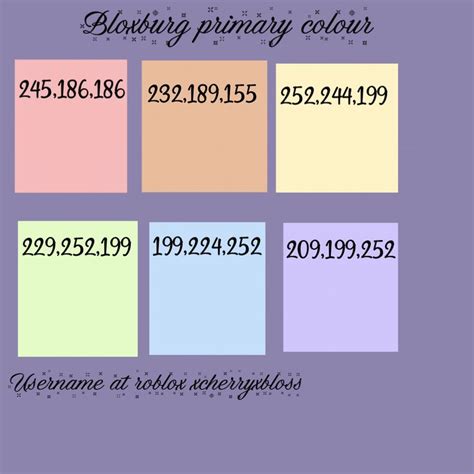 Primary Color Codes For Bloxburg Color Coding Hex Color Palette Col