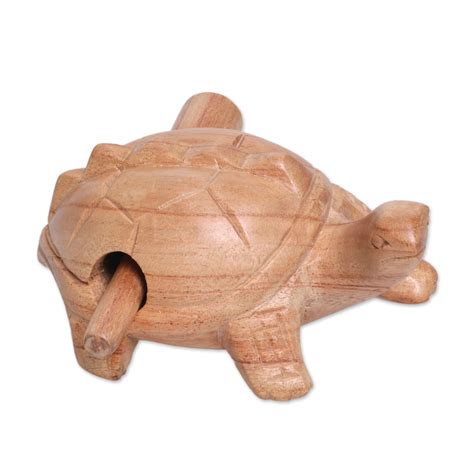 Hand Carved Wood Tortoise Percussion Instrument from Bali - Tortoise