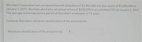 Solved Sheridan Corporation Had A Projected Benefit Chegg