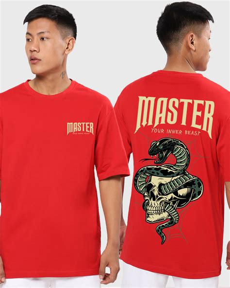 Buy Mens Red Master Graphic Printed Oversized T Shirt Online At Bewakoof