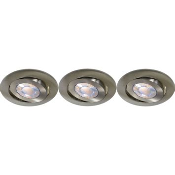 GAMMA LED integrated inbouwspots set van 3x 10W richtbaar staal Ø 85mm