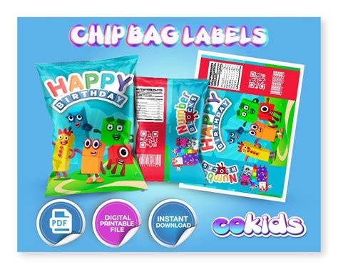 Numberblocks Chip Bag Numberblocks Party Chip Bag Label Etsy In