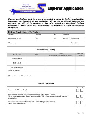 Fillable Online Application Bullhead City Fire Department Fax Email