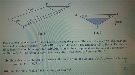 Fig 1 Fig 2 Fig 1 Shows An Open Tank In The Shape Of A Triangular