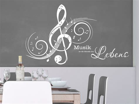 Wandtattoo Notenschl Ssel Mit Musikspruch Wandtattoo