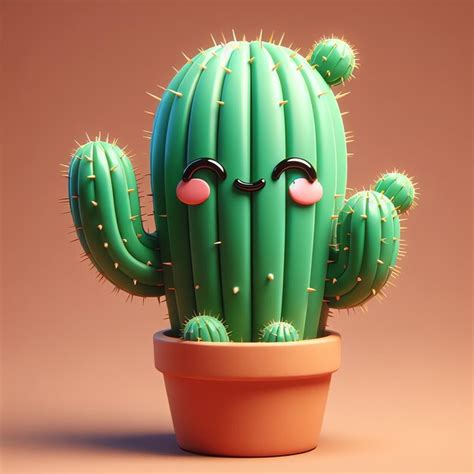 Premium Photo 3d Rendering Of Cartoon Of Cacti And Cactus With Smile