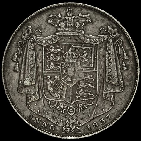 1837 William Iv Milled Silver Half Crown Scarce