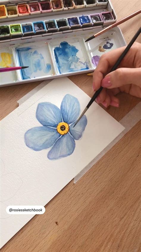 Forget me not flower painting with watercolors | Flower painting ...