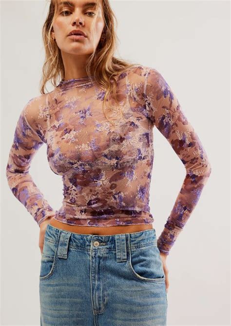 Fp Printed Lady Lux Layering Top In 2024 Layered Tops Long Sleeve