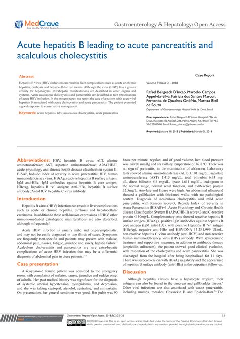 Acute Hepatitis B Leading To Acute Pancreatitis And Acalculous Cholecystitis Docslib