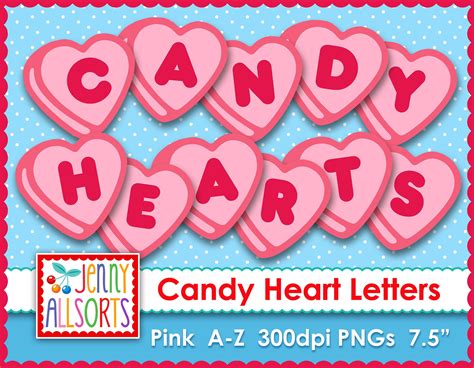 Candy Hearts Alphabet Clipart Valentine Letters Pink - Etsy