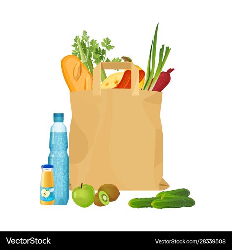 Full Shopping Bag Market Food And Grocery Vector Image