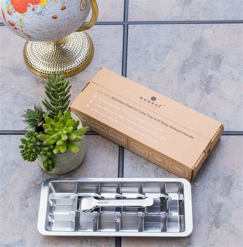 Stainless Steel Ice Cube Tray With Easy Release Handle Vintage Designe