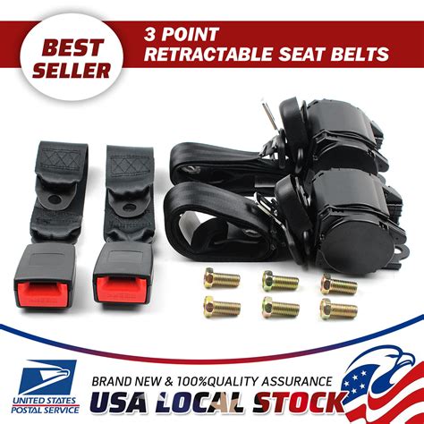 2 Universal 3 Point Retractable Seat Belts Fit For Ford F150 1975 2017