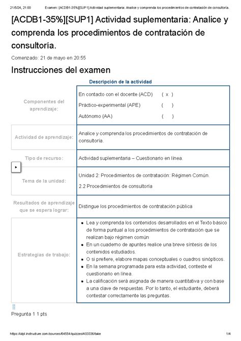 Examen Acdb Sup Actividad Suplementaria Analice Y Comprenda