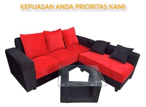 Jual SOFA L PUTUS MINIMALIS B HITAM D MERAH Di Seller Deva Home