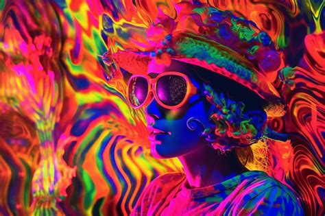 Premium Ai Image A Woman Wearing A Hat And Sunglasses In Front Of A