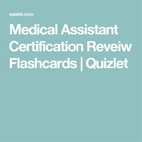 Medical Assistant Certificate Review Flashcards Quizlet