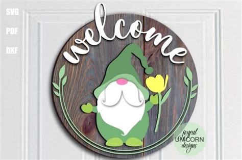 Gnome Welcome Sign Svg File Graphic By Joyfulunicorn · Creative Fabrica