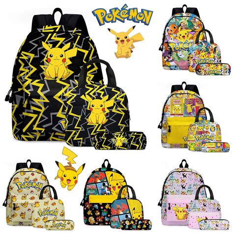 Conjunto De Mochila De Pikachu De Dibujos Animados En D Mochilas