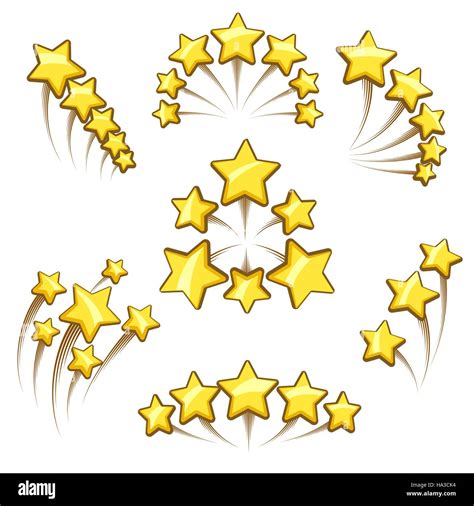 Conjunto De Elementos De Estrellas Doradas Flying Estrellas En Estilo