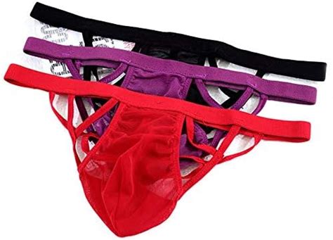 KHUFUZI Herren 3 Farben Pack Sexy Unterwäsche EIS G Strings Bund Bikini Tangas Geschenk für
