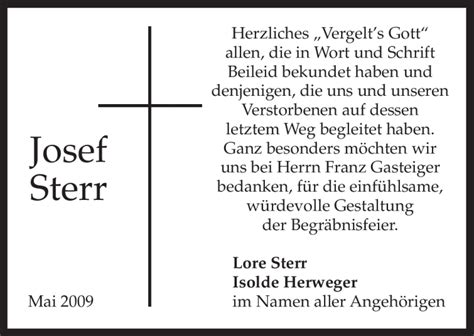 Traueranzeigen Von Josef Sterr Trauer Merkur De