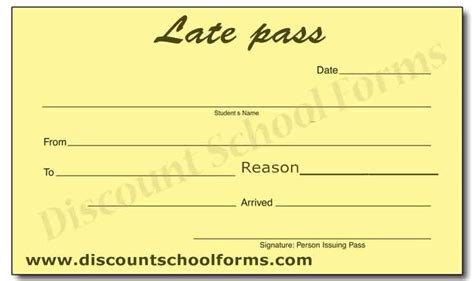 Free Printable Tardy Pass Template Printable Templates Your Go To